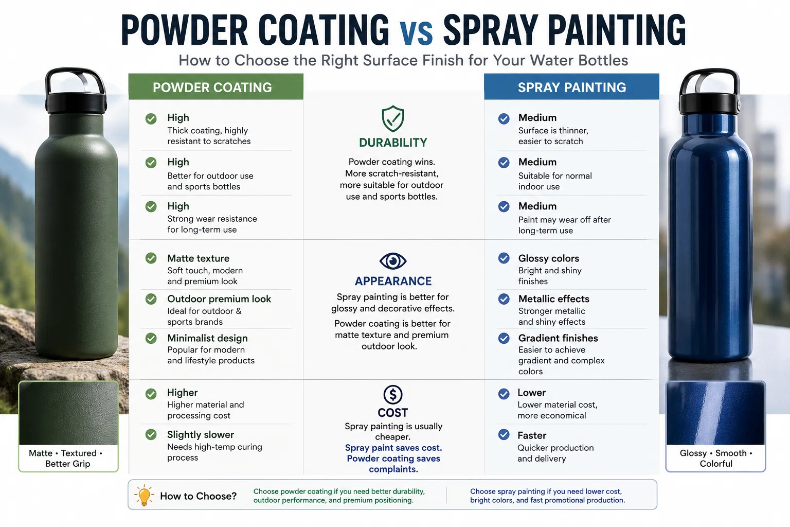 Powder Water Reducer Water Bottle Surface Finishes: Coating Options | Eastegg